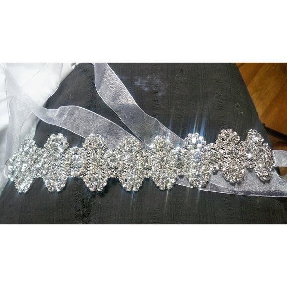 Beautiful Rhinestone Organza Bridal Belt Wedding  MOB Prom Statement  belt - Picture 5 of 5